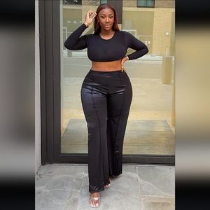 Fashion Nova satin pants black